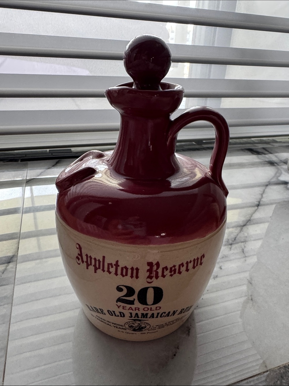 “EMPTY” Two-Tone Ceramic Pitcher in Burgundy and Cream